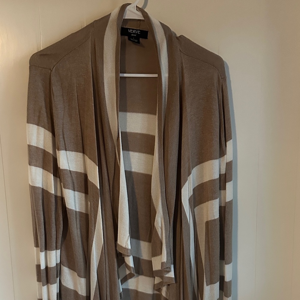 Verve Ami Tan and Cream Knit Cardigan